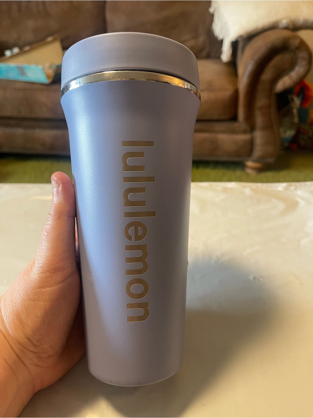 Lululemon Back to Life Tumbler 24oz Lilac/Silver Insulated Travel Mug